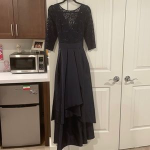Navy blue high low formal dress